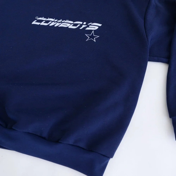 Vintage Majestic Dallas Cowboys Nfl Navy Gray Embroidered Pullover Sweater L - Picture 5 of 10